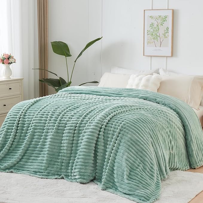 NEWCOSPLAY Super Soft Throw Blanket New Sage Green Premium Silky Flannel Fleece - Image 9