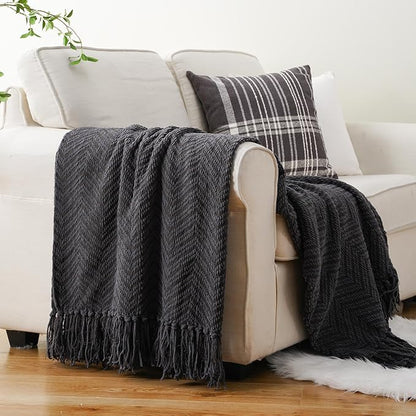 BATTILO HOME Dark Grey Throw Blanket - Image 3