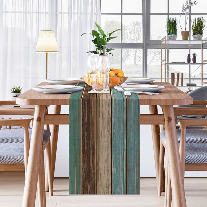Emvency Farmhouse Table Runner, Vintage Green and Brown Art Painting - Image 5