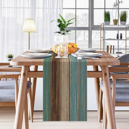 Emvency Farmhouse Table Runner, Vintage Green and Brown Art Painting - Image 5