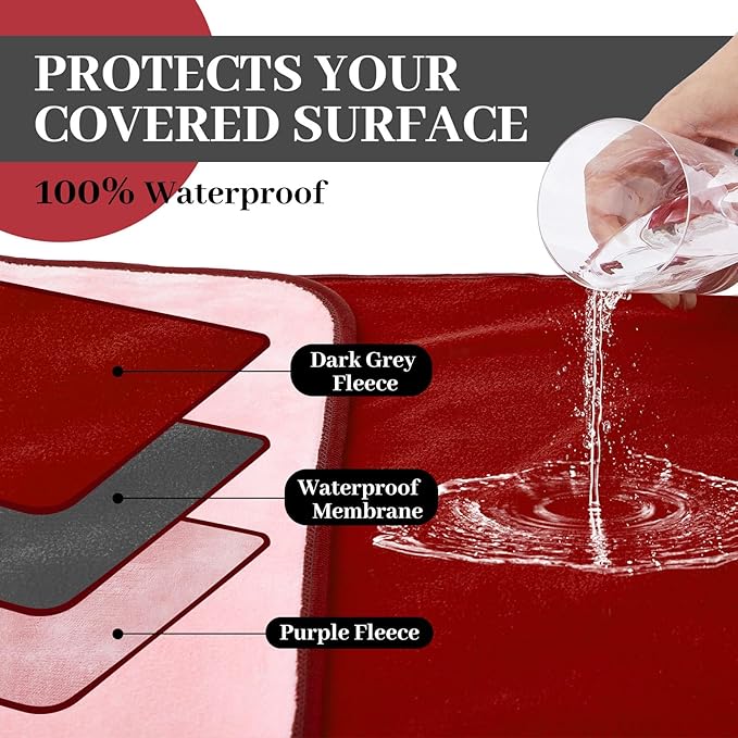 Waterproof Blanket for Bed Couch Sofa, Fleece and Flannel Waterproof Mat - Image 4