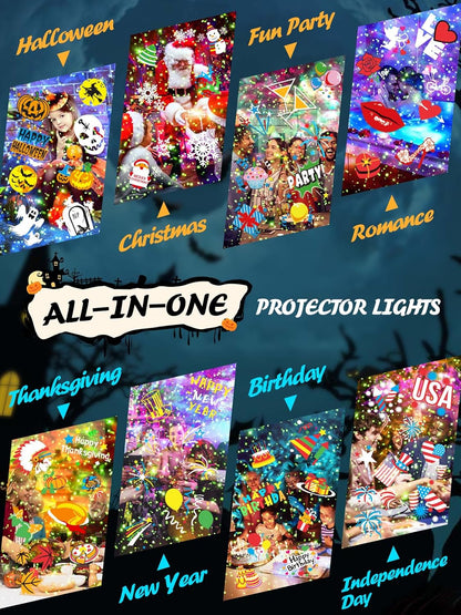 Halloween Projector Outdoor w/ 160 Patterns,10 Ocean Wave Lights,Green Dots