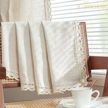 jinchan Linen Curtains for Living Room Bedroom Light Filtering Semi Sheer - Image 8