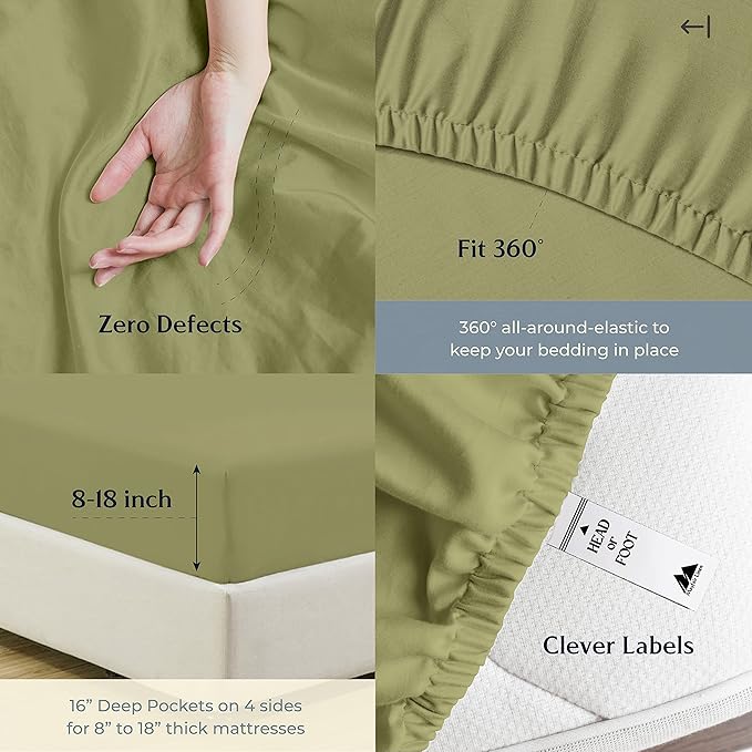 Mayfair Linen 500 Thread Count 100% Cotton Sheets King Size Bed Set - Image 6