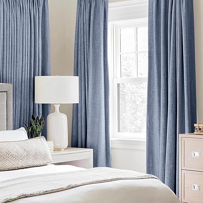 MIULEE Linen Texture Curtains for Bedroom Solid 100% Blackout Thermal Insulated - Image 2