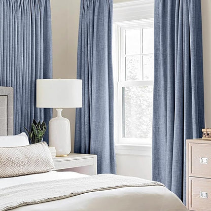 MIULEE Linen Texture Curtains for Bedroom Solid 100% Blackout Thermal Insulated - Image 2