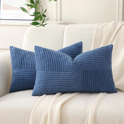 Denim Blue Lumbar Throw Pillow Covers 12x20 inch, Farmhouse Home Decor by Unknown