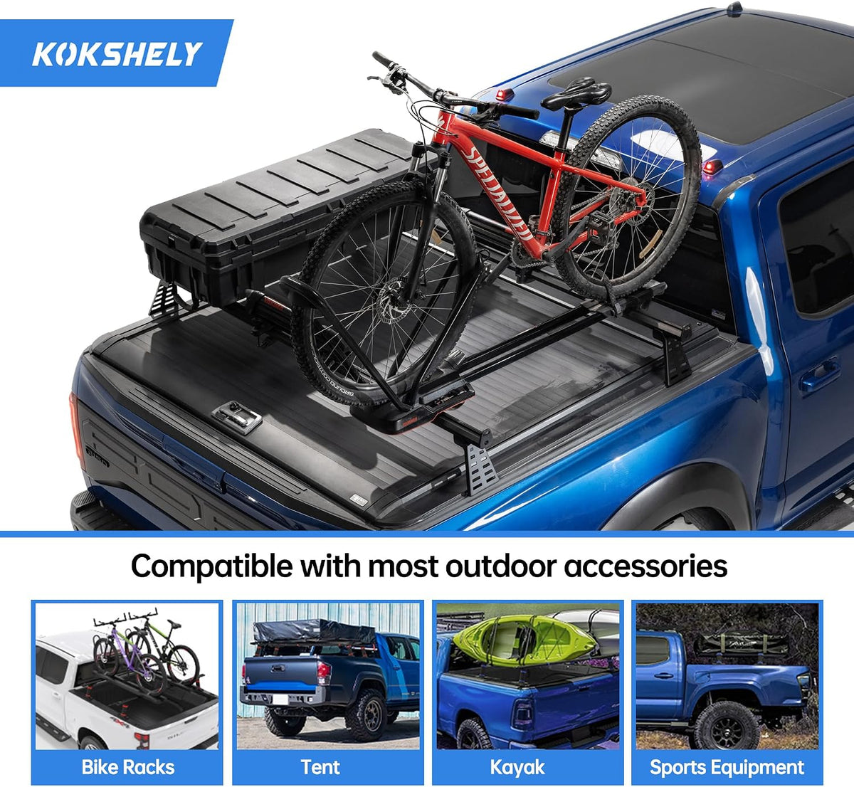 65.4’’ adjustable truck bed rack cross bars (2-pack), front angle view