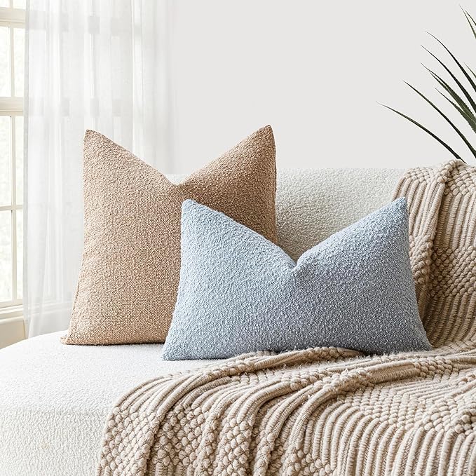 Foindtower Modern Textured Boucle Lumber Throw Pillow Covers Accent Solid - Image 5
