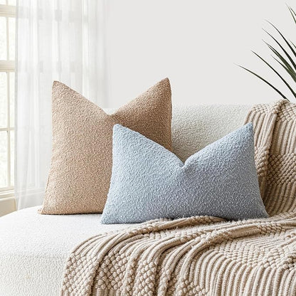 Foindtower Modern Textured Boucle Lumber Throw Pillow Covers Accent Solid - Image 5