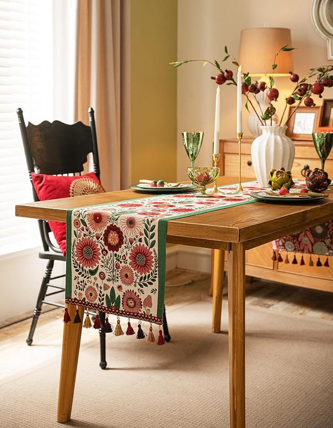 13×72 Inch Table Runner, Retro-Luxury Tassels Series - Image 3
