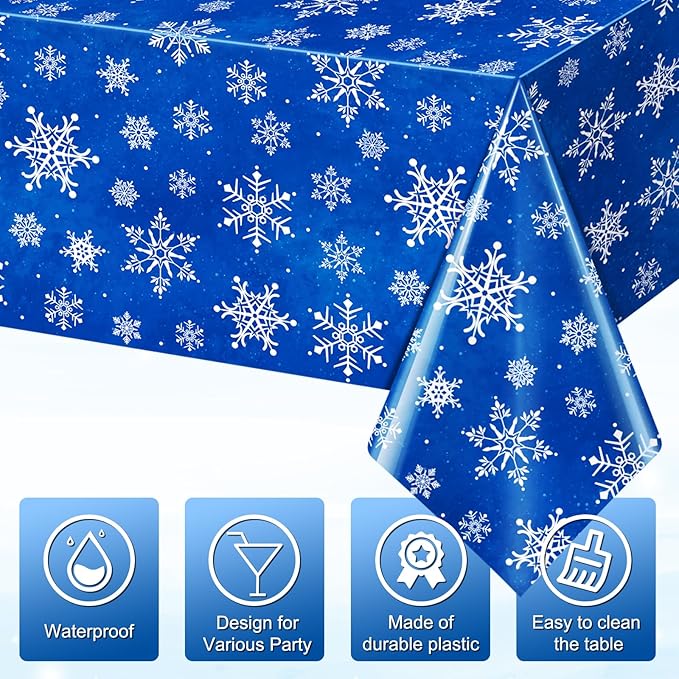 Jectivs 6 Pieces Christmas Snowflake Plastic Party Tablecloth Decorations - Image 3