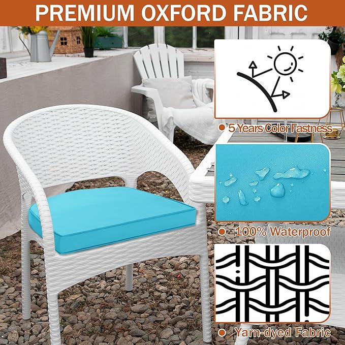 Outdoor Chair Cushions Set of 4 Waterproof Patio Chair Cushions - Image 3