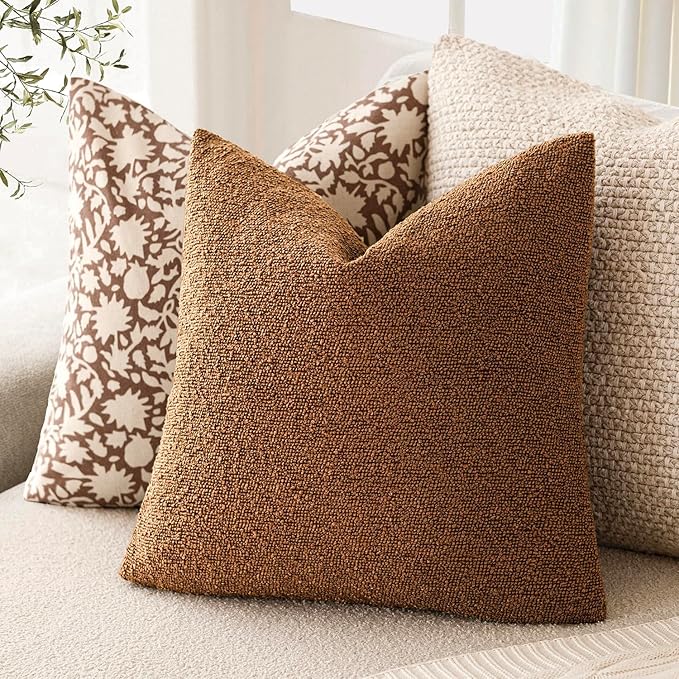 Foindtower Pack of 2, Decorative Textured Boucle Throw Pillow Covers Neutral - Image 5