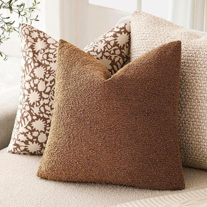 Foindtower Pack of 2, Decorative Textured Boucle Throw Pillow Covers Neutral - Image 5