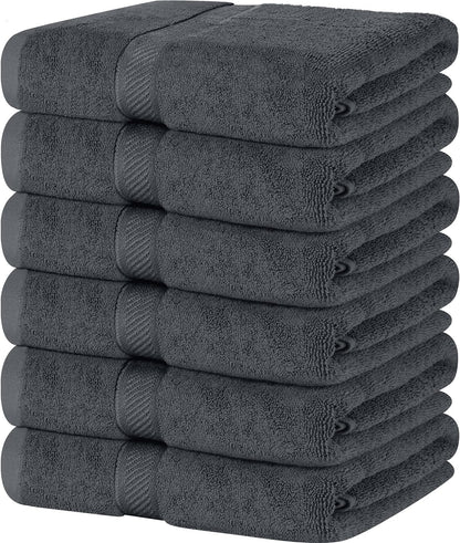 simpli-magic cotton bath towels, 25”x50”, gray, 6 pack, main product view