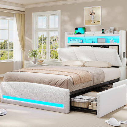 viagdo twin bed frames with storage headboard and, main product view