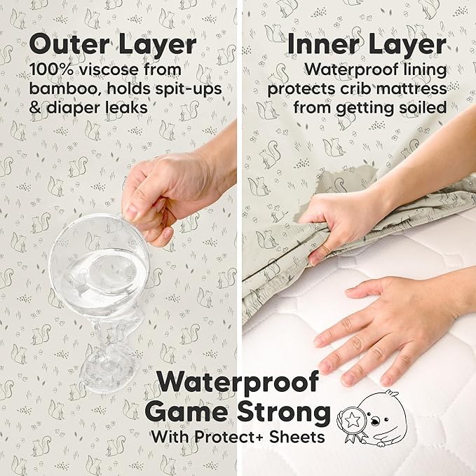 2-Pack Waterproof Pack and Play Sheets, Mini Crib Sheets Fitted - Image 2