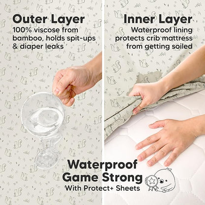 2-Pack Waterproof Pack and Play Sheets, Mini Crib Sheets Fitted - Image 2