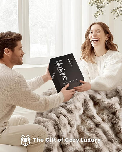 Ultra Soft Cozy Faux Fur Throw Blanket, Fuzzy Plush Thick Bubble Blanket - Image 7