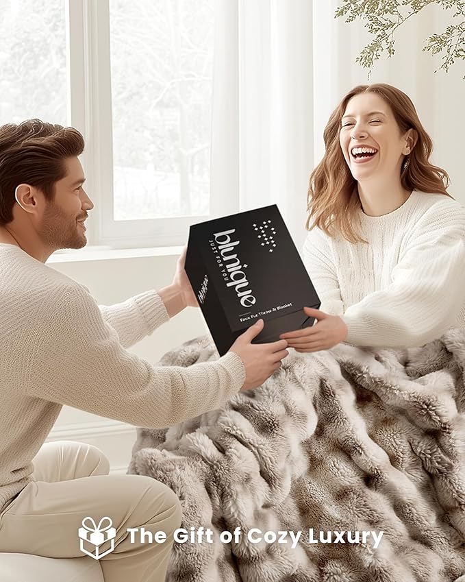Ultra Soft Cozy Faux Fur Throw Blanket, Fuzzy Plush Thick Bubble Blanket - Image 7