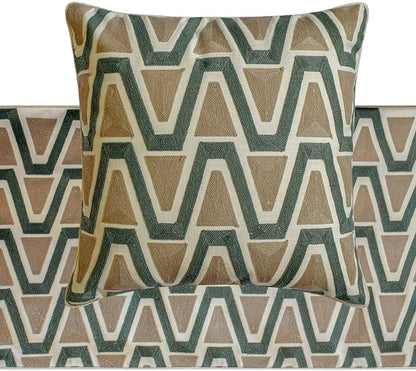 The HomeCentric Muted Green & Mocha Brown Bed Runner - Image 4