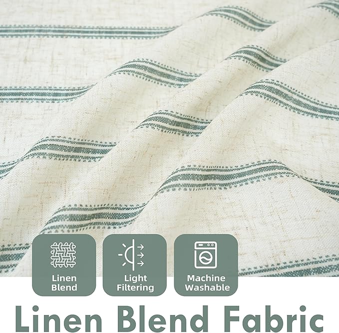 DriftAway Farmhouse Vertical Striped Linen Blend Textured Light Filtering Semi - Image 2