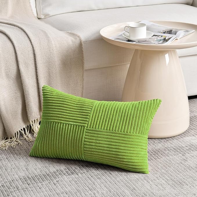 Fancy Homi Set of 2 Lime Green Lumbar Decorative Throw Pillow Covers 12x20 Inch - Image 2