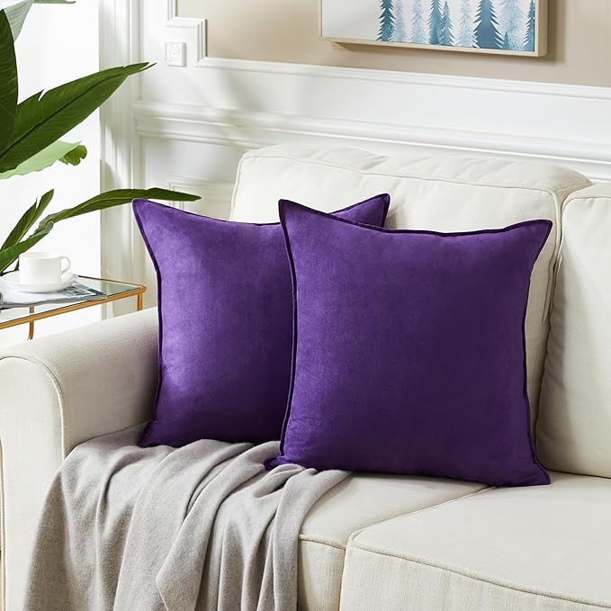 Fancy Homi 22x22 Pillow Covers, Super Soft Faux Suede Square Solid Cushion Cover by Fancy+Homi