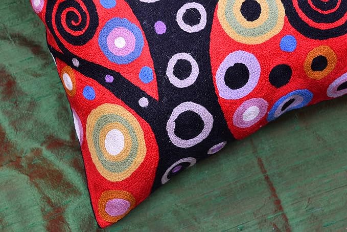 Klimt Tree of Life Pillow Cover | Red Floral Pillowcase | Flower Accent Pillows - Image 6