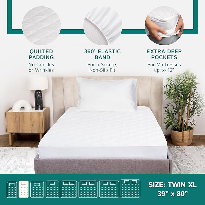 Twin Extra Long Quilted Mattress Pad - Image 5