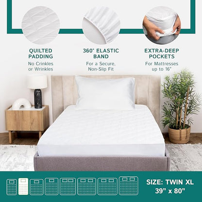 Twin Extra Long Quilted Mattress Pad - Image 5