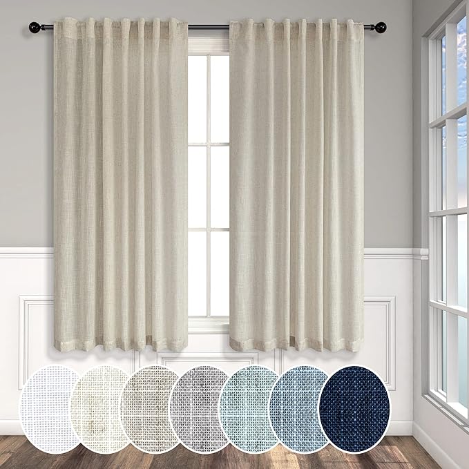 Pitalk Beige Curtains 54 Inch Length by Pitalk