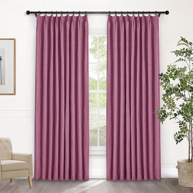 Macochico Pinch Pleated Blackout Curtains 102 Inches Long 100% Light Blocking by Macochico