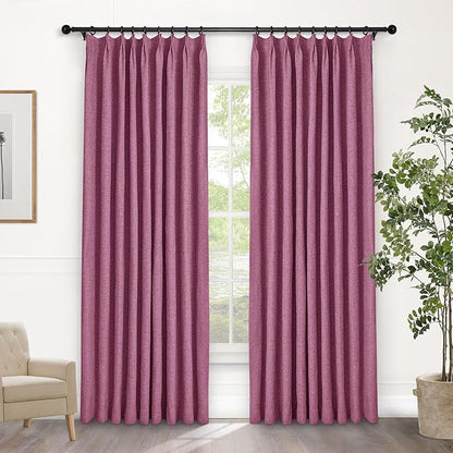 Macochico Pinch Pleated Blackout Curtains 102 Inches Long 100% Light Blocking by Macochico
