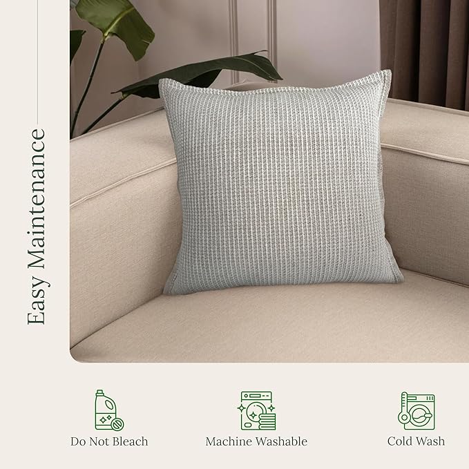 SanVia Oat Haven Premium Cotton Throw Pillow Covers, 20 x 20 Inches, Luxurious - Image 6