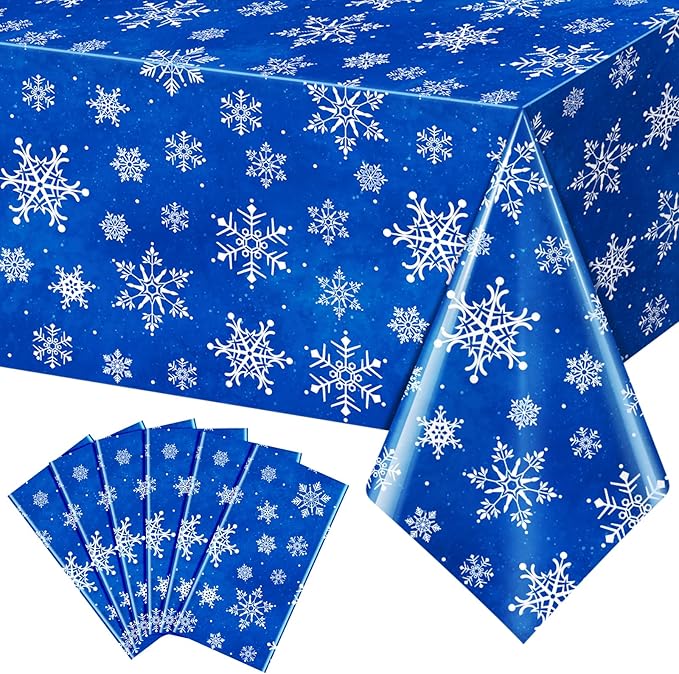 Jectivs 6 Pieces Christmas Snowflake Plastic Party Tablecloth Decorations by JectivsPartyDecorations