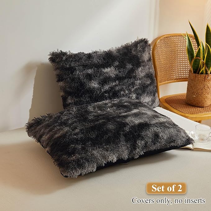 XeGe Tie Dye Faux Fur Fluffy Throw Pillow Cases, Plush Shaggy Soft Furry - Image 2