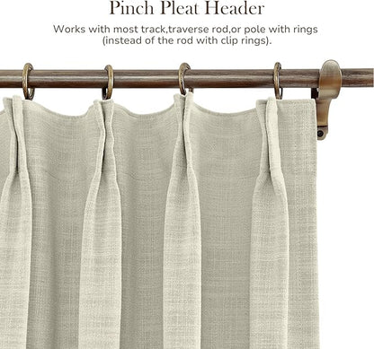 TWOPAGES 84 W x 96 L inch Pinch Pleated Curtain Room Darkening Linen Drapery - Image 4