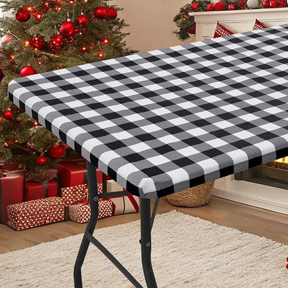 Smiry Rectangle Picnic Table Cloth, Elastic Waterproof Fitted Vinyl Tablecloths by Smiry