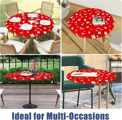 Round Spandex Christmas Tablecloth, Elastic Fitted Waterproof Tablecloths - Image 9