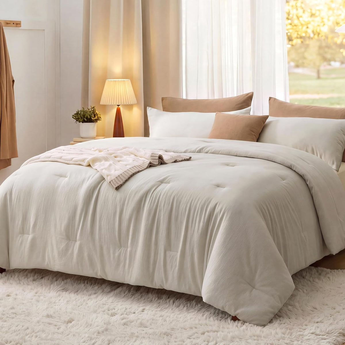 bedsure oversized king comforter prewashed bedding set 3pcs, main product view