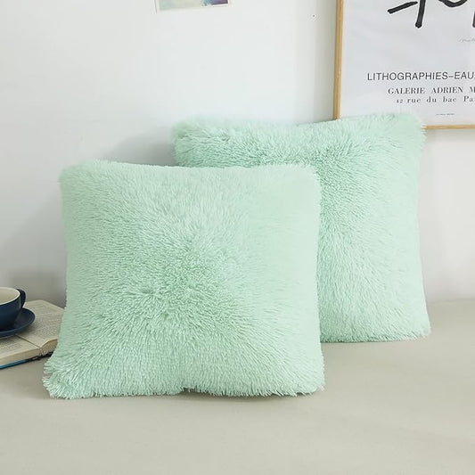 XeGe Faux Fur Throw Pillow Covers, Shaggy Fluffy Cushion Covers, Plush Furry by XeGe