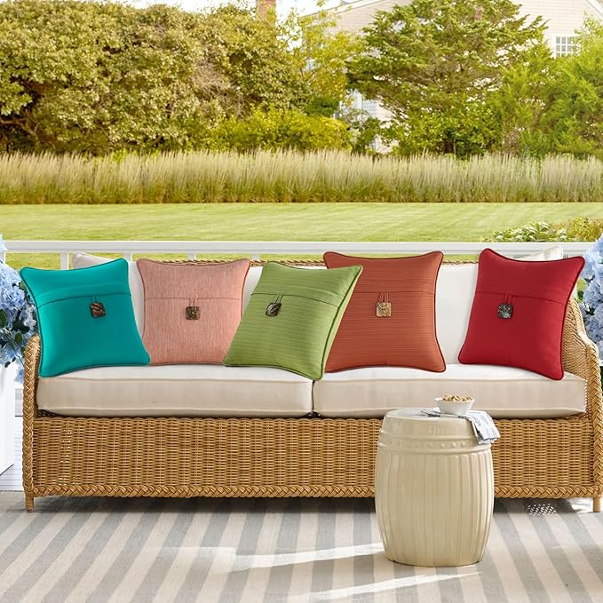 Outdoor DecorativePillows with Coconut Button Pack of 4, Chartreuse - Image 2