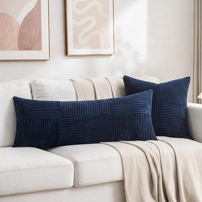 Fancy Homi 2 Packs Navy Blue Decorative Throw Pillow Covers 16x16 Inch - Image 5