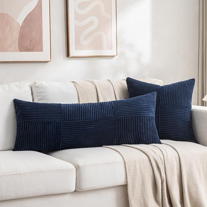 Fancy Homi 2 Packs Navy Blue Decorative Throw Pillow Covers 20x20 Inch - Image 6