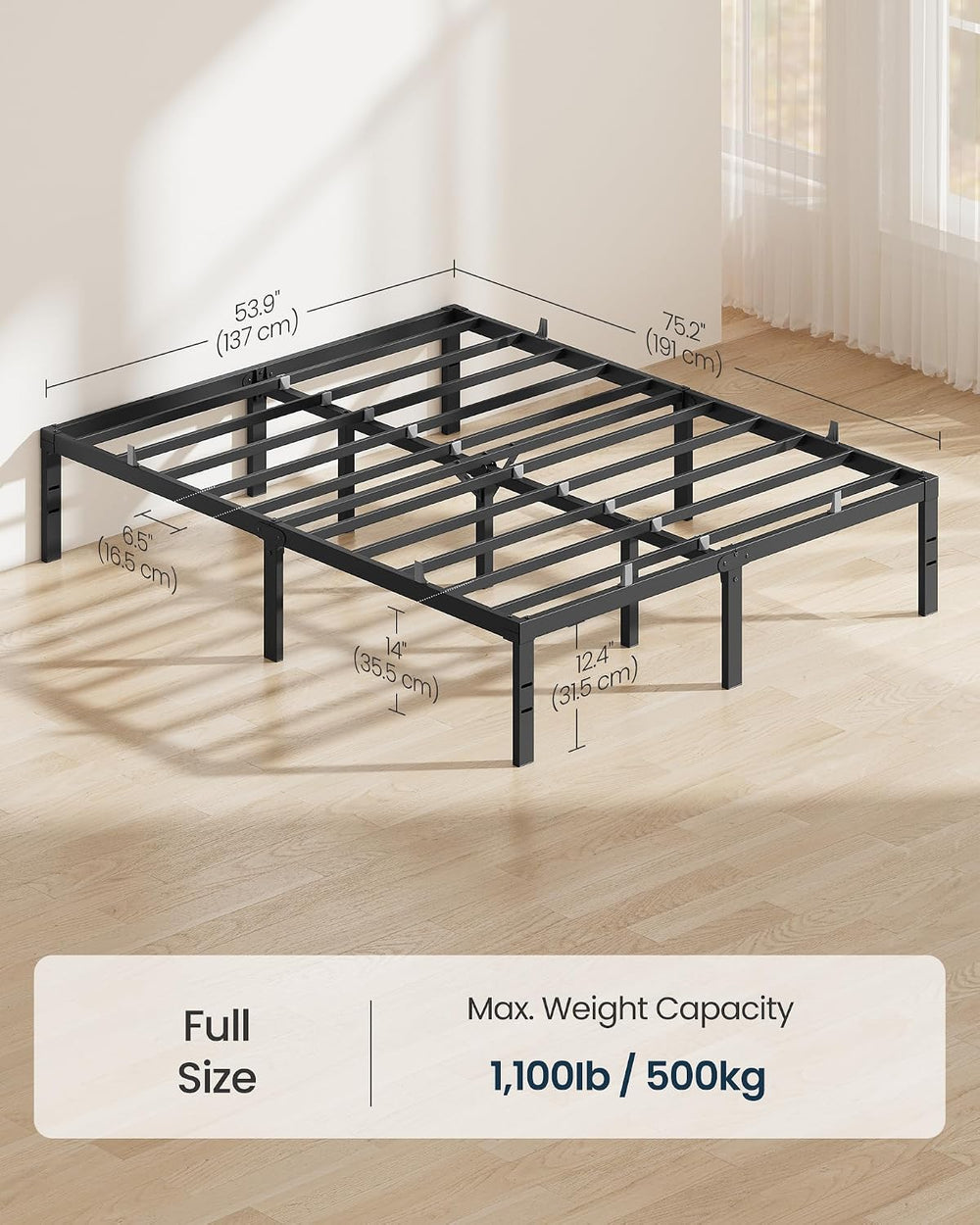 SONGMICS HOME Full Size Bed Frame, Metal Platform Bed Frame, 14 Inch