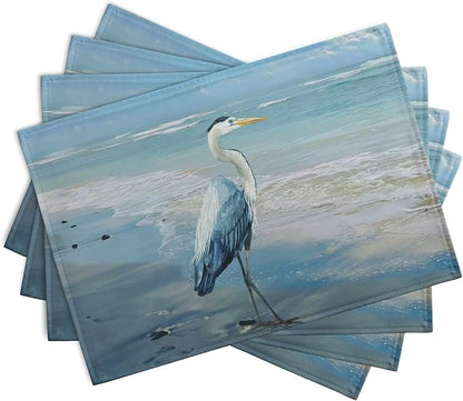 Blue Heron Placemats Set of 4 Summer Coastal Beach Pelican Placement Mats - Image 2