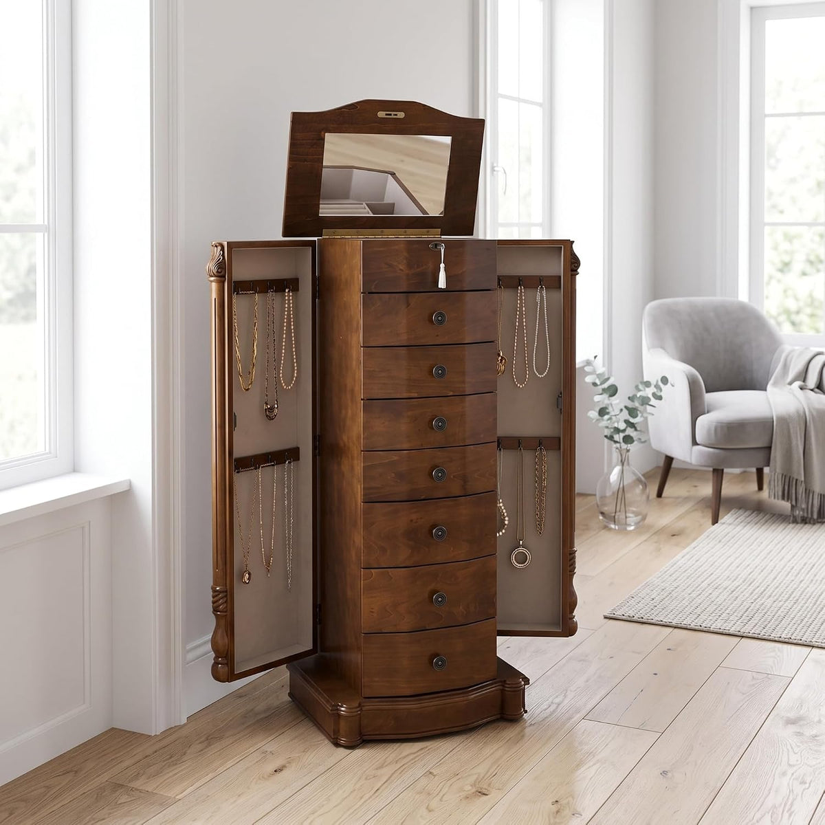 hives and honey annette standing jewelry armoire, locking, main product view