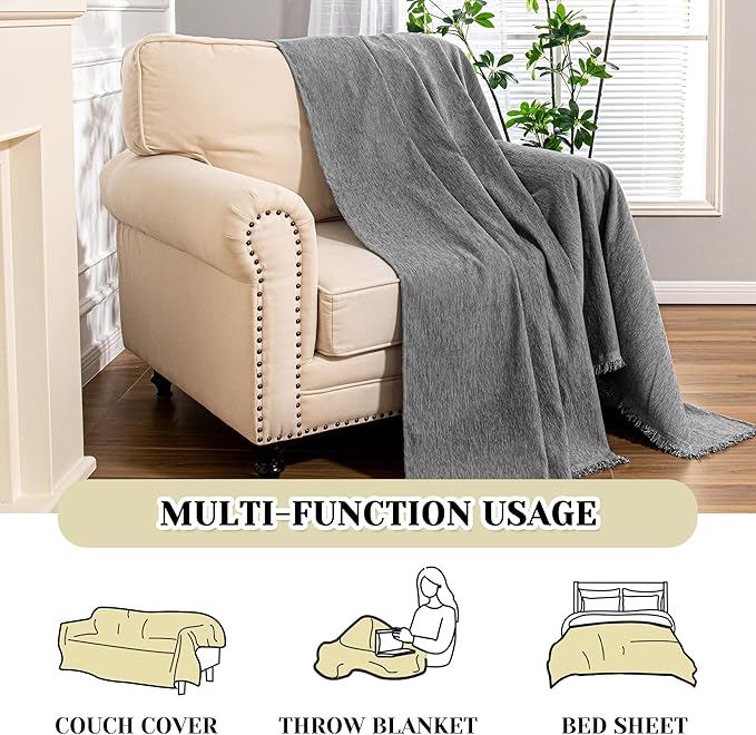 MEETSKY Small Couch Cover Oversized Chair Cover Washable Sofa Cover Grey Couch - Image 7